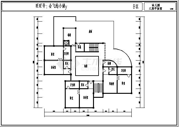 浙江某3层小区幼儿园教学楼建筑设计施工cad图纸